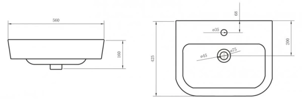 раковина подвесная belbagno albano bb120l