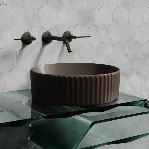 раковина ceramicanova element cn6057mdb накладная, ø36 см, темно-коричневая матовая