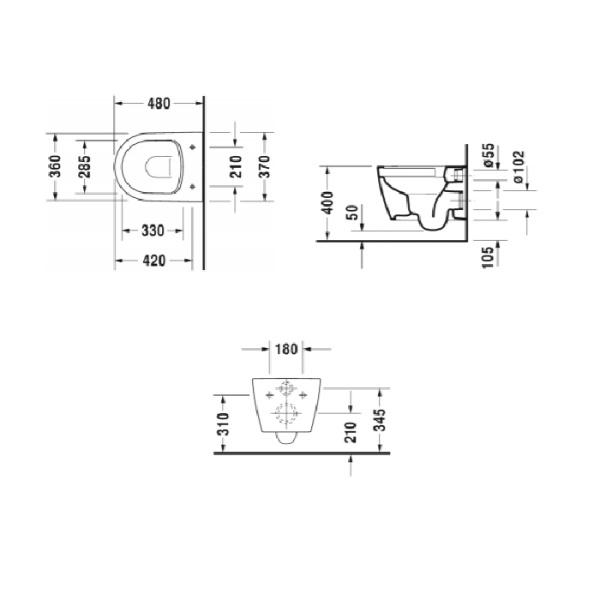 унитаз подвесной duravit me by starck 45300900a1 compact rimless, с сиденьем с микролифтом:цвет: белый