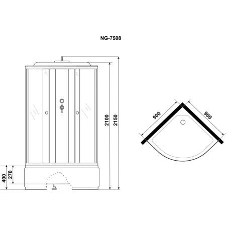 душевая кабина niagara eco 90x90 e90/40/tn без гидромассажа