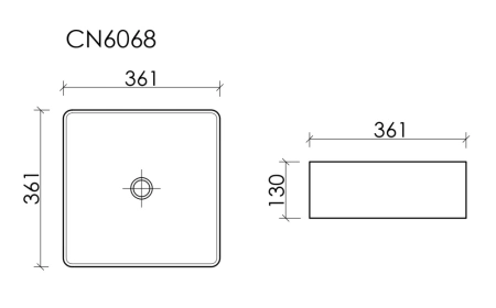 раковина ceramicanova element cn6068 накладная, 36.1x36.1 см, белая