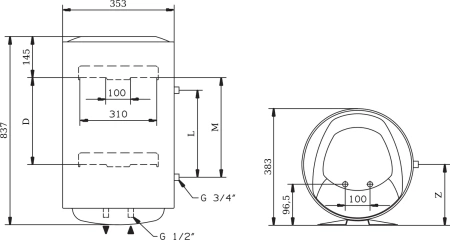 накопительный водонагреватель ariston pro1 r abs 50 v slim электрический