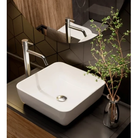 раковина aquame aqm5011 39x39 см, накладная, цвет белая глянцевая