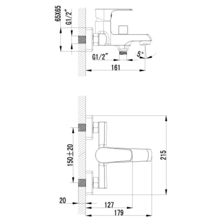 смеситель для ванны с душем lemark plus factor lm1612c