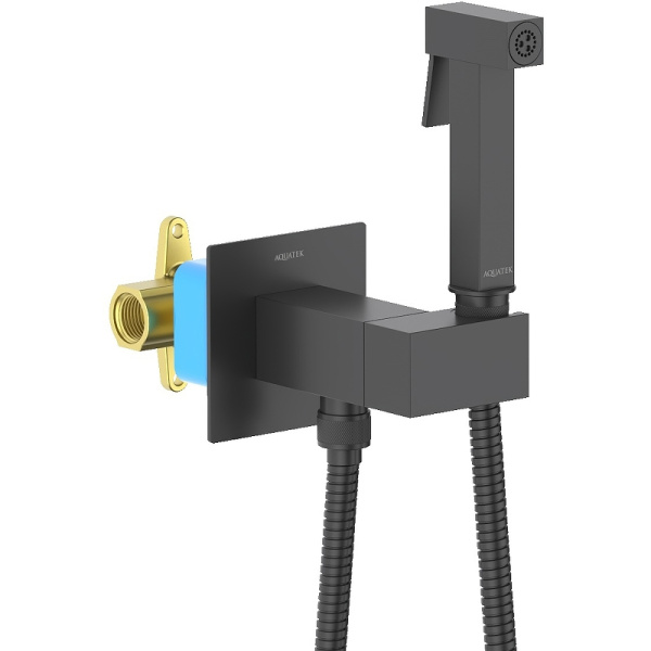 гигиенический душ со смесителем aquatek лира aq1025mb черный матовый