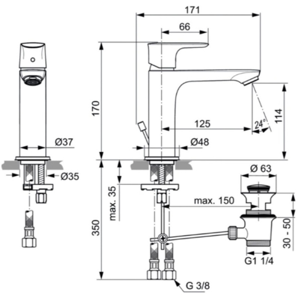 смеситель для раковины ideal standard connect air a7013aa