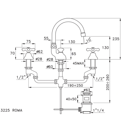 смеситель для раковины stella roma rm 00015 cr00