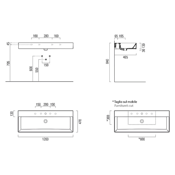 раковина gsi kube x 120 9424011, цвет белый