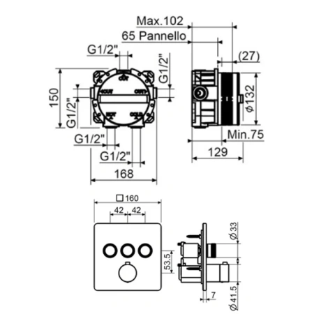 термостат для ванны plumberia selection psbox kitpsb2903cr встраиваемый, хром