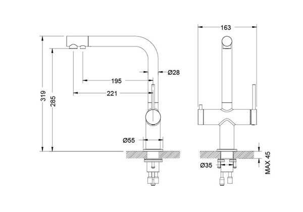 смеситель для кухни с подключением к фильтру питьевой воды aquatek  европа aq1385cr, цвет хром.