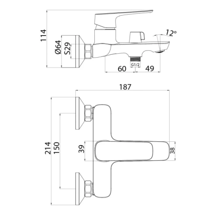смеситель для ванны с душем iddis sign sigsb02i02wa
