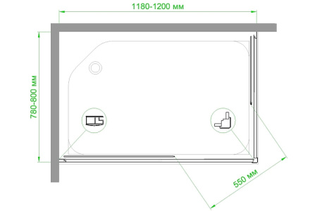 душевой уголок royal bath hpd 120х80 rb8120hpd-c-bl профиль черный стекло матовое