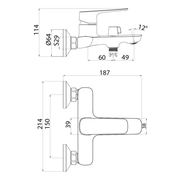 смеситель для ванны с душем iddis sign sigsb02i02wa