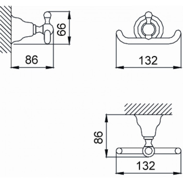 Cisal HUBER Croisette Крючок двойной, подвесной, цвет: бронза