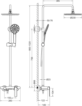 душевая стойка timo anni sx-2710/03