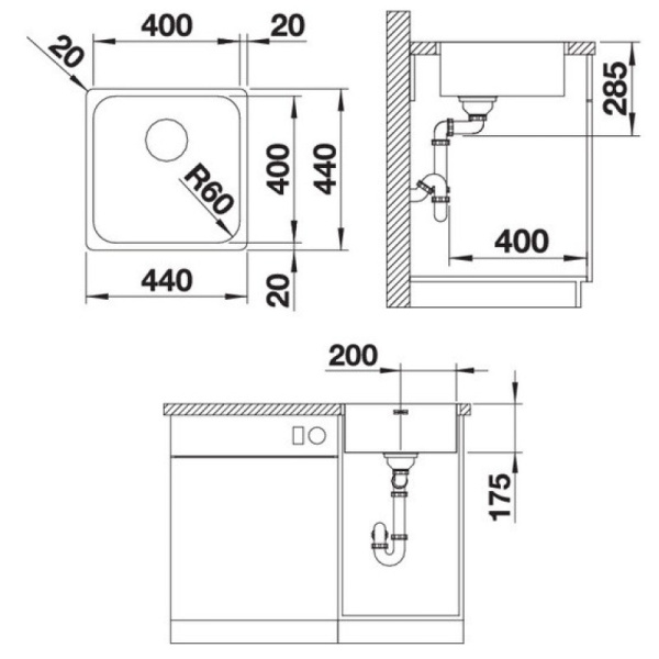 кухонная мойка blanco supra 400-if полированная сталь 526350
