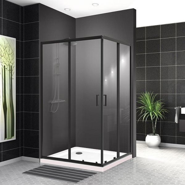 душевой уголок belbagno uno 100х80 uno-195-ah-2-100/80-c-nero профиль черный матовый стекло прозрачное