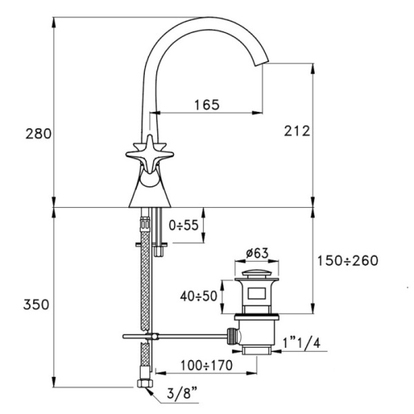 смеситель для раковины stella 130 ct 00004 cr00