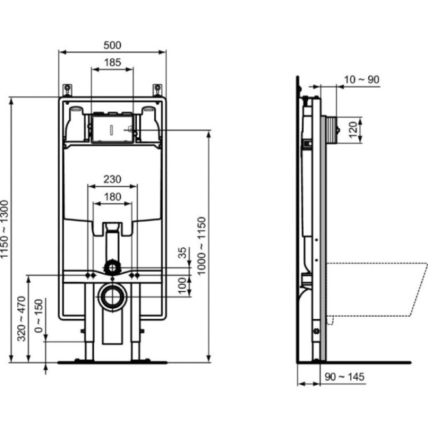 инсталяции в туалет ideal standard prosys r027867