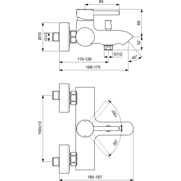 комплект смесителей ideal standard ceraline bc199xg + bc193xg