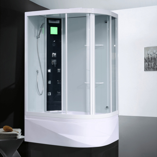 душевая кабина orans 130x90 l 86155l0 с гидромассажем профиль белый задние стенки белые