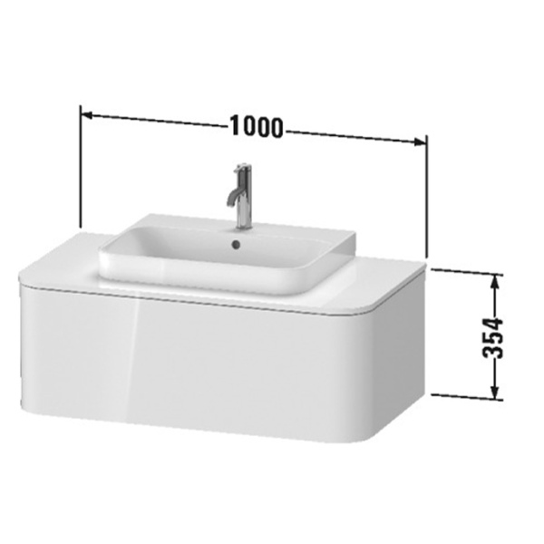 duravit happy d.2 plus тумба подвесная 354x1000x550мм 1 ящик, цвет: stone grey satin matt