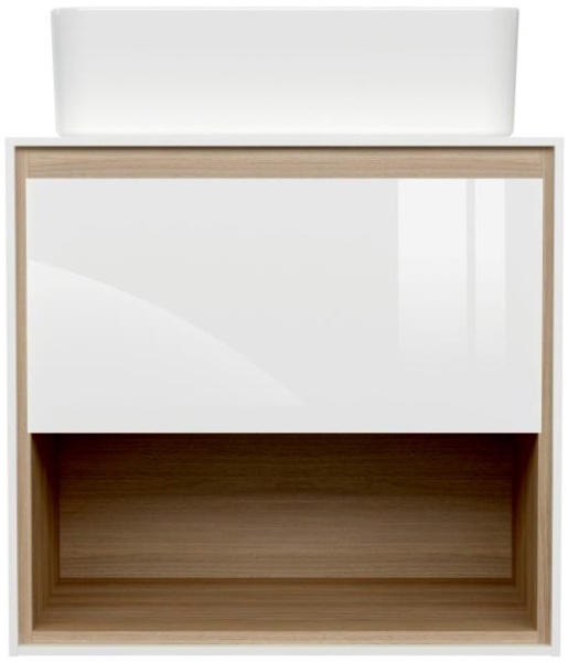 тумба под раковину cersanit louna 60 sz-lou60-bl/wh подвесная белый глянец дуб эврика