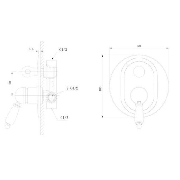 смеситель для ванны caprigo adria uno metal edition 02m-551-vot