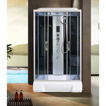 душевая кабина river sena 120x80x26 тн 10000001451 профиль матовый хром задняя стенка черная