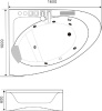 акриловая ванна black&white galaxy 160x100 gb5008-l с гидромассажем