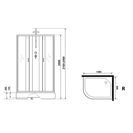 душевая кабина niagara classic 130х90 r ng-33394-14rbktg с гидромассажем