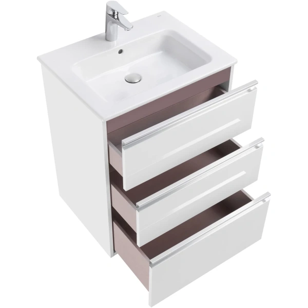 тумба с раковиной белый глянец 60,5 см roca the gap a857404806 + 3279a8000