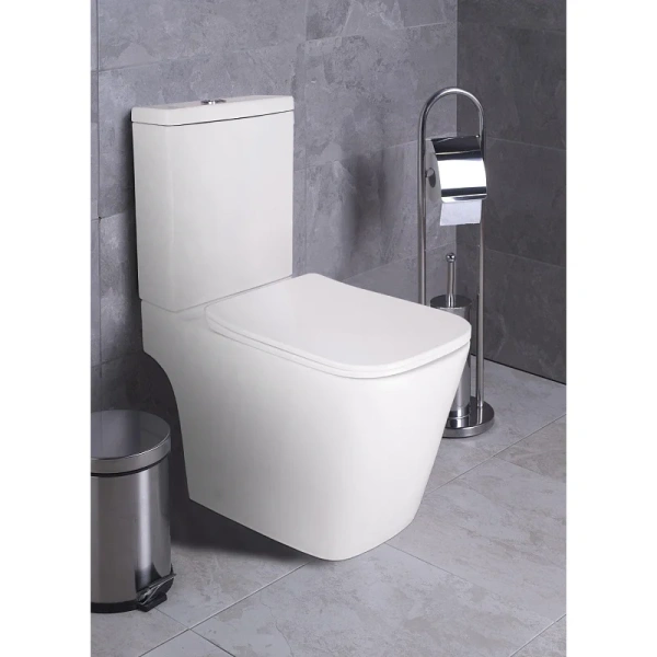 унитаз компакт azario ferra az-1015 напольный, безободковый, слив "торнадо", с бачком и сиденьем микролифт, 64х37х81 см, белый