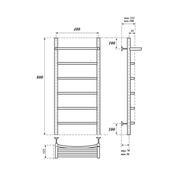 полотенцесушитель водяной point pn04148p п5 400x800 с полкой цвет хром