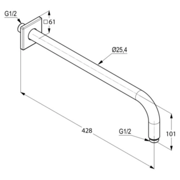 кронштейн для верхнего душа 428 мм kludi a-qa 6653491-00