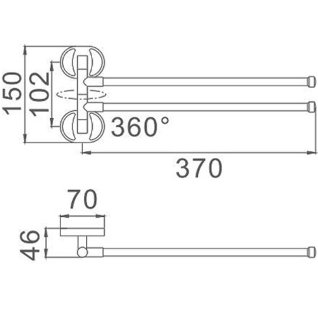 полотенцедержатель haiba hb1912 поворотный, цвет хром