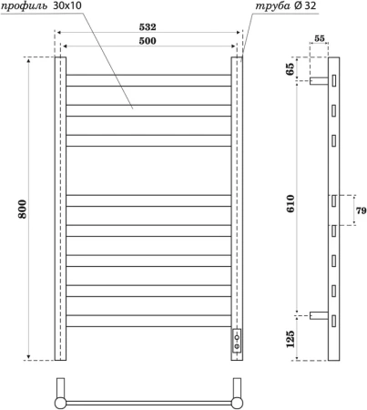 полотенцесушитель point селена pn16858w электрический, 50x80 см, белый