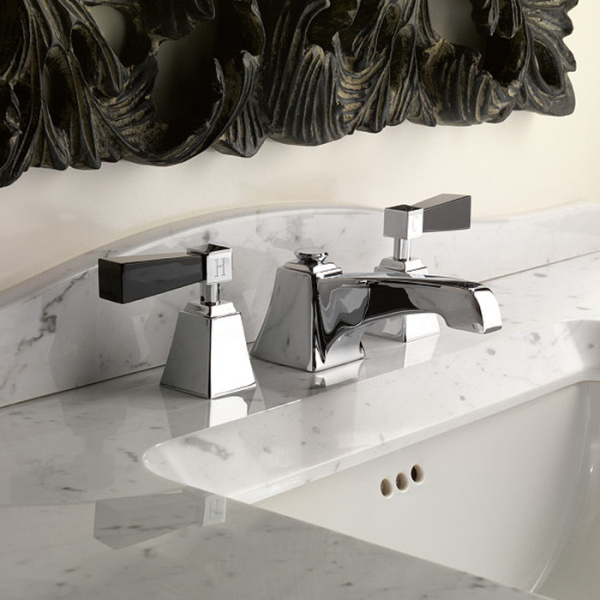 devon&devon vip time смеситель для раковины, на 3 отв., с донным клапаном, ручки из черного хрусталя, цвет: хром