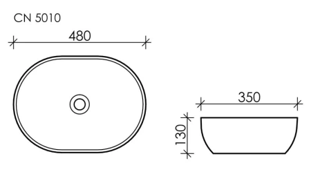 раковина ceramicanova element cn5010 накладная, 48x55 см, белая