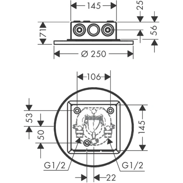 верхний душ 250 мм axor showersolutions 35287000