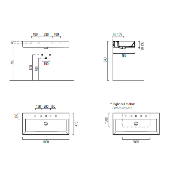 раковина gsi kube x 100 9423111, цвет белый