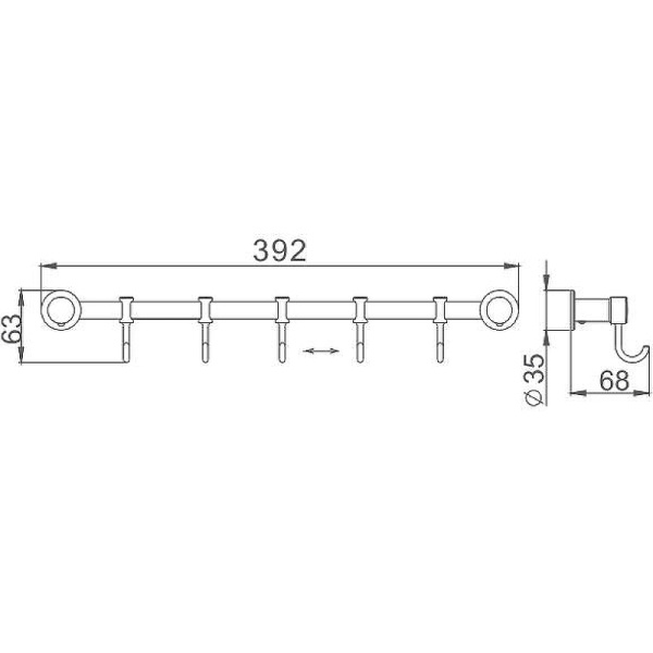 Вешалка для полотенец Haiba HB205-5 цвет хром