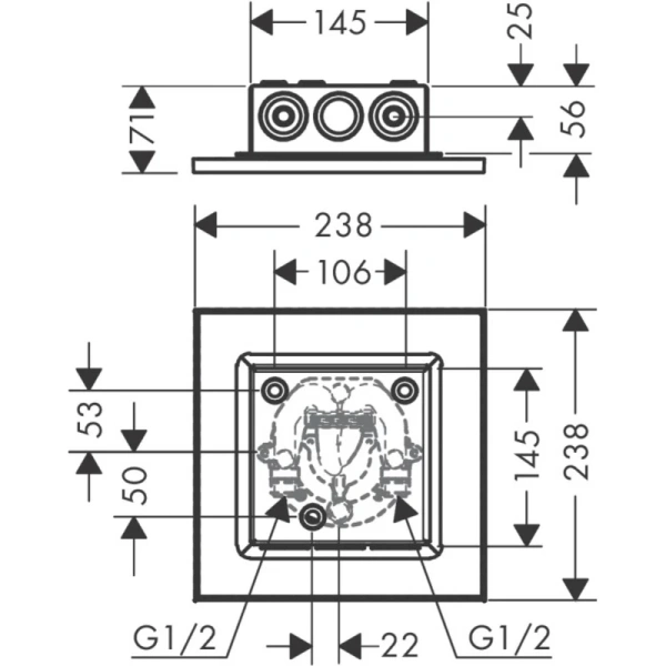 верхний душ 238x238 мм axor showersolutions 35309000