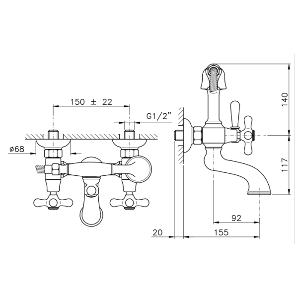 смеситель для ванны с душем nicolazzi nuova brenta 2501cr