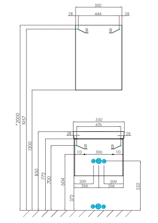 зеркальный шкаф aquaton асти 55 1a263302ax010 белый
