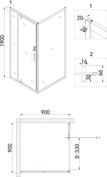 душевой уголок niagara nova ng-63-9a-a90 90x90, квадратный цвет хром