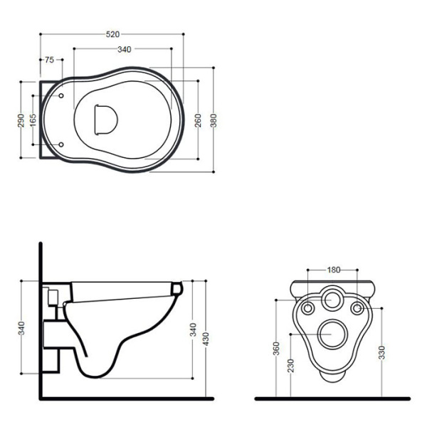 унитаз подвесной kerasan retro 101504 nero, цвет: черный глянцевый