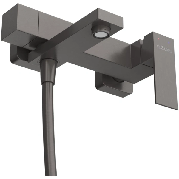 смеситель для ванны cezares slider slider-vd-gm с душевым гарнитуром, оружейная сталь