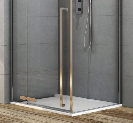 душевой уголок aquanet ideal ae-axc94mb-s-c 140x90, прозрачное стекло