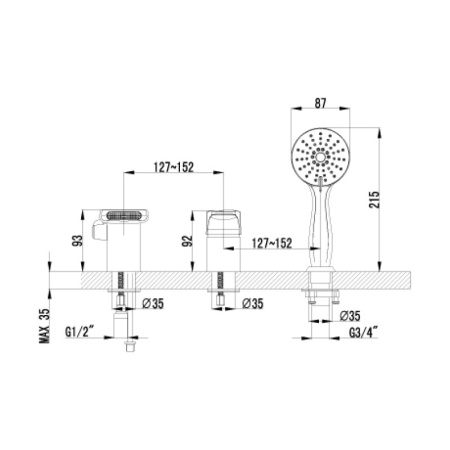 смеситель на борт ванны lemark shift lm4345c